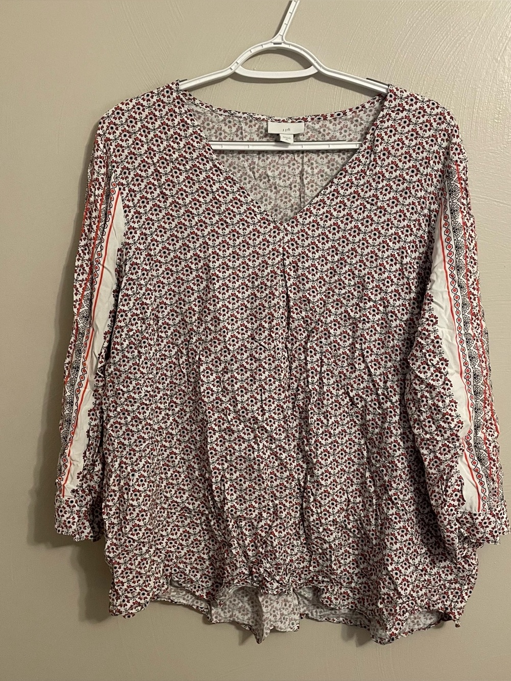 J.Jill floral V neck blouse size XL